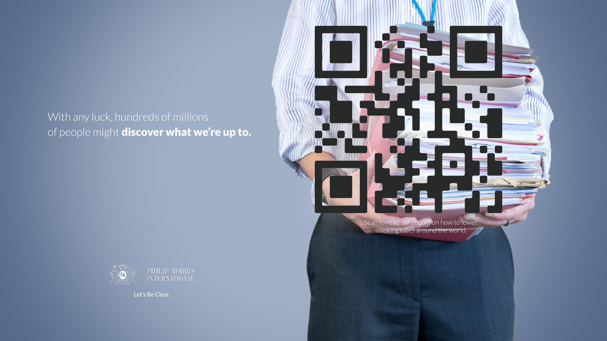 PMI Let's Be Clear QR code ad: discover what we're up to